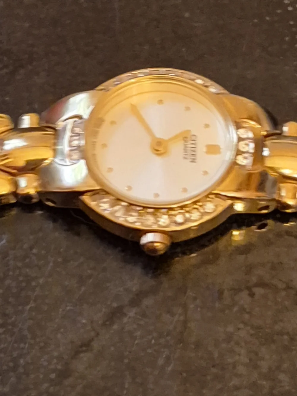 Citizen Ladies Gold Tone Bracelet Watch with Crystal Accents